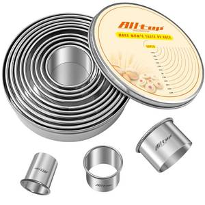 lot 26158 image: ALLTOP 12 Pcs Round Biscuit Cutter - Stainless Steel Baking Essential Tool for Effortless Circle Cookie Shaping,Pastry,Cake Decoration&Fondant Creation �� Precise Cut Utensil for Dumpling,Scone, Donut