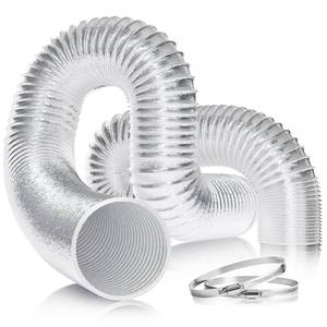 lot 26162 image: VIVOSUN 8 Inch 8 Feet Flex Air Aluminum Ducting, Dryer Vent Hose for HVAC Ventilation, Exhaust, Duct Fan Systems, Silver Flexible Air Duct w 2 Clamps - Retail $24
