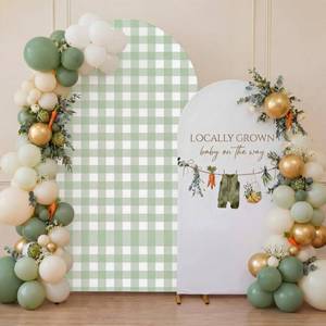 lot 26164 image: Moukeren Locally Grown Baby on the Way Arch Backdrop Cover 6ft and 7.2ft for Gender Reveal Themed Baby Shower Party Gender Reveal Birthday Party Banquet Photo Arches Background Decorations - Retail $49