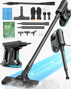 lot 60573 image: Heavy Duty Steam Mop for Floor Cleaning, 14-in-1 Lightweight Detachable Handheld Steam Cleaner with Multi-Purpose&Powerful, No-Chemical Floor Steamer for HomeHardwoodGroutBBQWindow (Black) - Retail $100