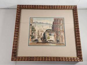 lot 107 image: Frank Sernatoni San Francisco Cable Car Watercolor Print Framed