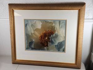 lot 117 image: Signed Macro Floral Photography Print in Gold Frame