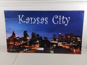 lot 123 image: Kansas City Skyline Night Photography Print on Board by John Ross
