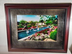 lot 128 image: Framed Plaza Garden Fountain Photography Print