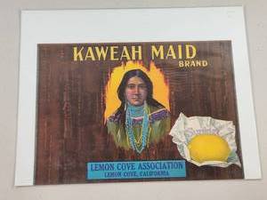 lot 132 image: Kaweah Maid Brand Sunkist Lemon Crate Label - Lemon Cove Association, California