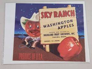 lot 133 image: Sky Ranch Brand Washington Apples Crate Label