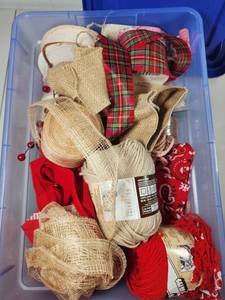 lot 186 image: Craft Supply Lot - Yarn, Ribbon, Twine and Burlap Bundle