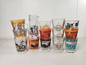 lot 190 image: Souvenir &amp Novelty Shot Glass Collection - 15 Piece Lot