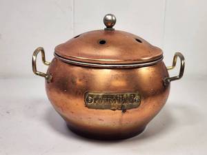 lot 203 image: Copper and Brass Potpourri Pot with Pierced Lid