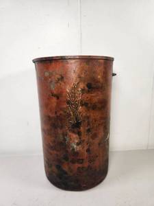 lot 205 image: West Bend Solid Copper Cylindrical Container with Wheat Motif