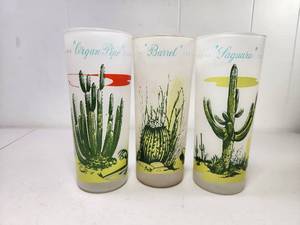 lot 222 image: Arizona Cactus Frosted Glass Tumbler Set of 3
