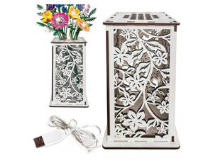 lot 37790 image: Wooden Vase for Lego Flowers Display Stand for Lego Flower, Cool vase with Hollow Flower Pattern Gift for Flower Lovers (White) - Retail $17