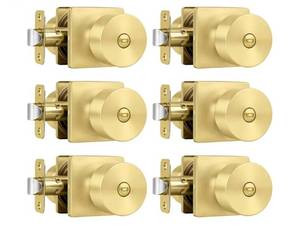 lot 37793 image: Gold Door Knobs Interior, Brushed Gold Door Knobs Privacy Door Knob Gold Interior Door Knob for Bedroom Bathroom (1 Pack) - Retail $60