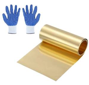 lot 37827 image: Metal Brass Sheet Roll, 0.002x3.94x39.4(0.05x100x1000mm) H62 Brass Strip Foil Plate Roll Metal Thin Sheet with Protective Glove for DIY Craft Making Electrical Repair, Gold - Retail $10