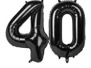 lot 37839 image: 40 Balloon - Black Birthday Number Balloons, 40 Inch Large Foil Balloons for Men Women Black Themed Birthday Decorations - Retail $7