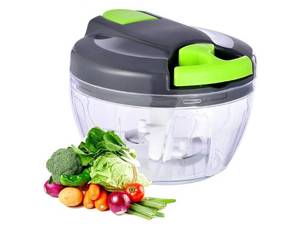 lot 37851 image: Manual Food Processor Vegetable Chopper, Portable Hand Pull String Garlic Mincer Onion Cutter for Veggies, Ginger, Fruits, Nuts, Herbs, etc., 500ml,��Gray-green�� - Retail $8