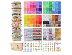 lot 37857 image: Friendship Bracelet Kit, 16888pcs, 96 Colors Polymer Clay Beads & 1200 Letter Beads Bracelet Making Kit for DIY Jewelry Making&Friendship Bracelet - Retail $29