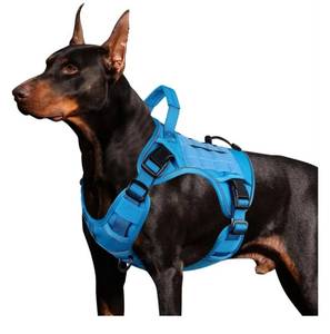 lot 37866 image: Blue Tactical Dog Harness for Large Dogs, Heavy Duty No Pull Dog Harness with Handle, Adjustable Reflective Military K9 German Shepherd Big Size Dog Vest for Walking, Training, Hunting (L) - Retail $25