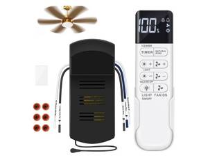 lot 37873 image: Ceiling Fan Remote Control Kit, Dimmer, AC Motor 3-Speed Becomes 6-Speed, Display Ceiling F an Light Timing, Universal Ceiling F an Remote Control Replacement for 110V AC Fan, Not for Hugger FanDC - Retail $21
