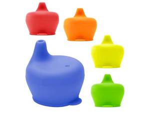 lot 37874 image: Healthy Sprouts Silicone Sippy Cup Lids - Spill Proof, Fits Any Cup, BPA-Free, Durable & Soft for Babies & Toddlers, Quick to Attach - 5 Pack Silicone Lids for Cups (Red, Blue, Yellow, Green, Orange) - Retail $18