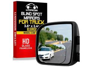 lot 37885 image: XLarge Blind Spot Mirror for Trucks 3.6X2.5 - HD Glass Frameless Convex Mirror for Truck with Wider View and Improved Traffic Safety - Retail $13