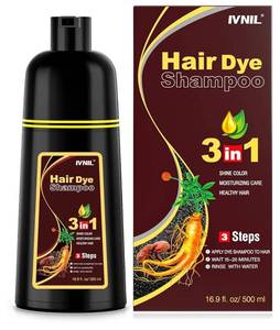 lot 37904 image: Dark Brown Hair Dye Shampoo 3 in 1 Hair Color for WomenMen for Grey Coverage Champu Para Canas Mujer - Retail $23
