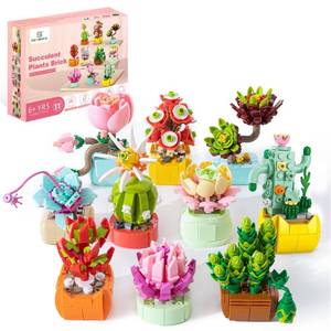 lot 37907 image: 10 Pack Succulent Mini Plant Building Blocks Set for Adults - 990 Pcs Flower Botanical Collection Home Office Decor Gift for Birthday Mothers Day - Retail $18