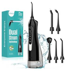 lot 37910 image: Water Dental Flosser Teeth Pick C20 ADA Accepted, Portable Cordless Oral Irrigator 300ML Rechargeable Travel Irrigation Cleaner IPX7 Waterproof Electric Flossing Machine for Teeth, Black - Retail $30