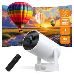 Smart Mini Projector with WiFi 6 and Bluetooth 5.0, Support 4K 1080P, Built-in Apps & 180Â° Rotation, Auto Vertical Keystone, Portable Movie Projector for Bedroom Home Outdoor, Ivory - Retail: $50