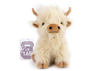 lot 37922 image: Microwavable Highland Cow Stuffed Animal - Weighted Stuffed Animal Plush, Heating Pad, Cozy Gift for Girls Women Kids Elderly People, 9.8in, 1.65lb - Retail $30