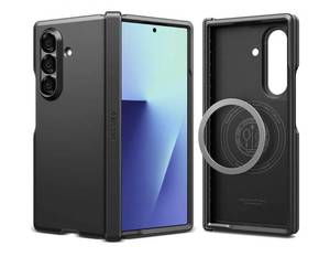 lot 37930 image: Spigen for Galaxy Z Fold 7 Case, Tough Armor Pro MagFit Hinge Protection Fast Wireless ChargingMagnet for Galaxy - Black - Retail $40
