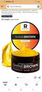 lot 37935 image: Shine Brown Tanning Accelerator Lotion - Indoor & Outdoor Fast Dark Tan Cream with Bronzer - Natural Botanical Oils for Face & Body - Water Resistant Formula - 7.1 Fl Oz Original - Retail $26