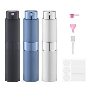 lot 37942 image: Perfume Atomizer Travel Bottle Refillable Cologne Sprayer Portable for Men - Mini Spray Empty for Refill - 8ml Small Size Blue (black bottle s broken see Picture for reference) - Retail $10