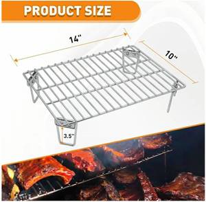 lot 37982 image: Grills Upper Rack for Green Mountain Davy Crockett Grill, Heavy-Duty Stainless Steel Grill Warming Rack Accessories, GMG-6016 Replacement Parts for GMG Trek Pellet Grill, Adding More Cooking Space - Retail $22
