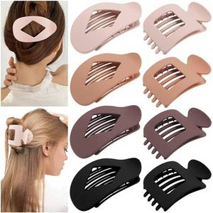 lot 37987 image: 8Pcs Flat Hair Clips for Women - Large Matte Flat Claw Clips 2 Styles Strong Hold Lay Down Claw Clips for Women Thick & Thin Hair Styling Accessories - Retail $7