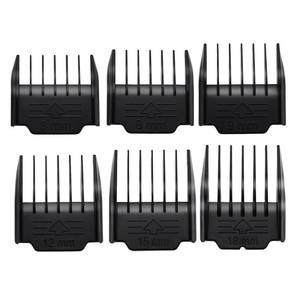 lot 37991 image: 6 Pack Attachment Guide Comb Guards Compatible with oneisall Low Noise Dog Clippers, Size from 3mm-18mm Cut Length, Black - Retail $10