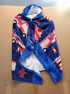 lot 38008 image: Kids Fire Truck Hooded Towel Wrap  - Retail $15