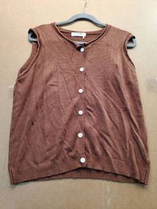 lot 38022 image: Womens Sleeveless Knit Button-Front Vest Brown, L - Retail $18