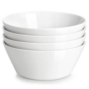 lot 38030 image: 35 OZ Soup Bowls, White Porcelain Bowls Set of 4, Deep Bowl for Kitchen, Large Ceramic Bowls for Soup, Cereal, Salad, Ramen and Fruit, Dishwasher & Microwave Safe, Series Regular - Retail $25