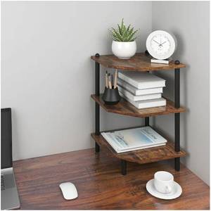 lot 38044 image: Corner Shelf Stand for Desk - 90° Corner Design to Free Up Desktop Easy to Assemble 3-Tier Vertical Storage 15 lb Per Shelf 6.7 in Clearance for Books Coffee Mugs Supplies on Office Desks - Retail $26