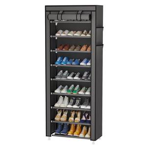 lot 7700 image: Calmootey 9 Tier Shoe Rack Organizer,Portable Shoe Shelf with Nonwoven Fabric Cover for Closet Hallway,Bedroom,Entryway,Grey