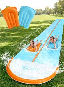 lot 7708 image: Sloosh 32.5ft Water Slide with 2 Inflatable Boards,Double Lane Lawn Water Slip Sprinkler Long Slides with for Kids Adults Backyard Summer Outdoor Toy