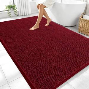 lot 7712 image: OLANLY Large Bathroom Rugs 70x46, Extra Soft Absorbent Chenille Bath Rugs, Rubber Backing Quick Dry, Machine Washable Bath Mats for Bathroom Floor, Tub and Shower, Home Decor Accessories, Burgundy