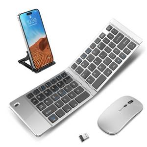 lot 7722 image: Wireless Foldable & Folding Keyboard and Mouse for iPad, Bluetooth Combo for Business & Travel, Portable Design Compatible with Windows, iOS, Android Tablets, Smartphones, and Laptops.
