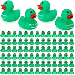 lot 7723 image: Gemscream 30 Pcs Mental Health Awareness Rubber Ducks Green Rubber Ducks Mental Health Gifts Anxiety Relief Ducks for Friend Family Students Coworkers Fundraiser Gifts Supporting Minds (Mental Health)
