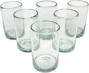 lot 7725 image: MexHandcraft Clear Blown 9 oz Juice Glasses (set of 6) Mexican Handmade Glassware, Recycled Glass, Lead-free, Toxin-Free (Juice)