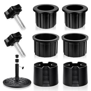 lot 7738 image: NEATABY 8 Pieces Set Outdoor Patio Umbrella Base Stand Hole Ring Plug Cover and Cap Replacement Parts, Umbrella Stand Base with M8 Thread Replacement Stabilizer Sleeve for Outdoor Patio Spaces, Black