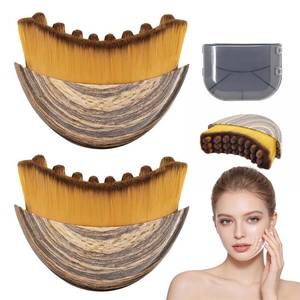 lot 7750 image: 2 PCS Lymphatic Contour Face Brush, Manual Lymphatic Drainage Massager, Natural Makeup Brushes with Durable Soft Bristles, Hypoallergenic Ergonomic Facial Cleansing Brush for Sculpting