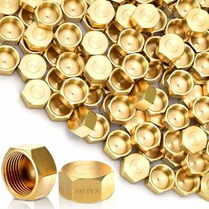 lot 7753 image: Eorbow 100 Pack Brass Compression Cap, Stop Value Caps, Drain Pipe Fittings for Hose Connector Nozzle Joints Outdoor Garden Water Air Line