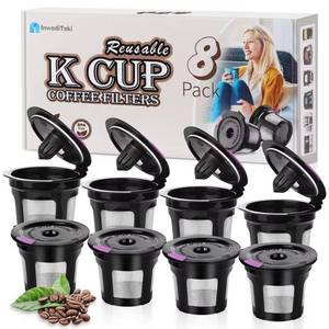 lot 7760 image: Reusable K Cups for K-eurig, 8 Pack K Cup Reusable Coffee Pods, Universal Reusable K Cup for K-eurig 1.0 and 2.0, Refillable K Cup Coffe Pods BPA Free